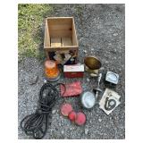 Crate W/ Emergency Lights, Ext. Cord, Etc.