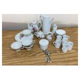2 Tea Sets with Creamer - Sugar Bowl and Spoons