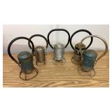5 Vintage Battery Railroad Hand Signal Lanterns