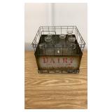 Wire Milk Crate with Bottles