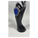 Lapis German Silver Ring Size 7