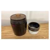 2 Stoneware Crocks -1 with lid