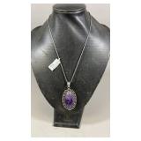 Amethyst Pendant Necklace W/Chain