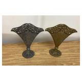 2 Silverplated Fan Vases