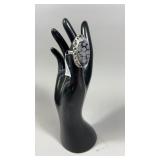 Snowflake Obsidian German Silver Ring Size 6