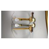 Vintage Marble and Brass Base Desk Lamps and
