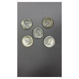 5- 1966 Kennedy 40% Silver Half Dollars