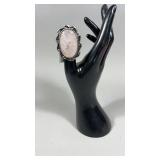 Rose Quartz German Silver Ring Size7