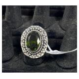 Peridot German Silver Ring Size 7
