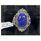 Lapis German Silver Ring Size 6
