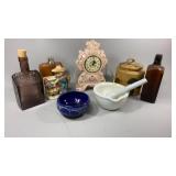 Assorted Home Decor and Early Decanter Bottles