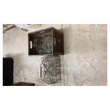 Wooden Crate and Wire Carrier with Glass Milk