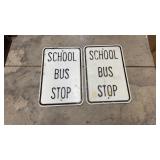 2 Metal School Bus Stop Signs