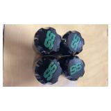 4 Center Caps W/Green SS Golf Cart