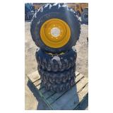Set Of 4 10-16.5 Skid Steer Tires On Rims