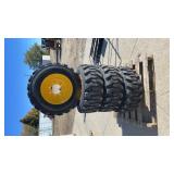 Set Of 4 12-16.5 Skid Steer Tires On Rims