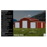 42 FT X 30 FT Triple Door Metal Garage Red/Brown