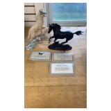 Black Beauty Horse And Wolf Statues