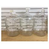 3- 5 Gallon Glass Carboys