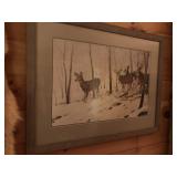 Winter Scene With 4 White Tail Deer