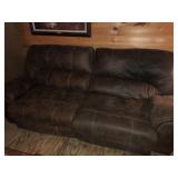 94" Wide Double Reclining Sofa With Leather
