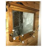 Wooden Wall Mirror With White Tail Deer Etched