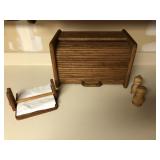 Wooden Bread Box With Roll Up Door, Wooden