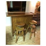 52" Wide Wooden Bar With Center Shelf Plus