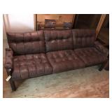 73" Leather Sofa With Wooden Legs