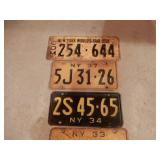 7 Old NY 1930-1939 License Plates