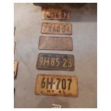 5 NY License Plates 1941-1948