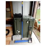 3 Items - Nylon Push Broom, Nice Metal Dust