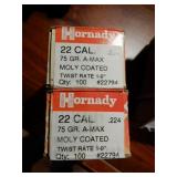 22 Cal Hornady 75 Grain A-MAX Ammo