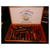 Old Wooden Cigar Box w/ Assortment of Old Rifle