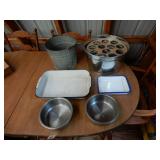 Galvanized Bucket, 2 Stainless Dog Dishes, Cooler