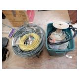 Two Totes With Electrical Wire, Oak Switch