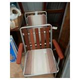 Two Aluminum Folding Chairs With Wood Slates