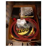 Box Lot With Bungie Cords, Cords, Fastners, ETC