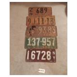 5 Old License Plates 1922-1929