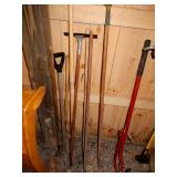 Weed Rake, 2 Squeeges, Wood Handle Hoe,