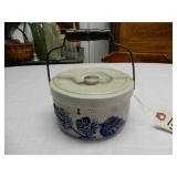 Very Nice Stoneware Butter Crock With Flowers,