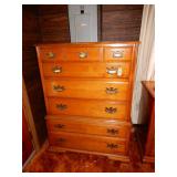 Very Nice Solid Maple High Boy Chest Of Drawers
