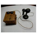 Antique Wall Mount - Wooden Crank Telephone