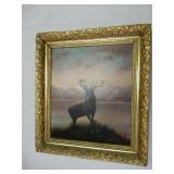 Very Nice Oil Painting On Canvas Depicting A Stag