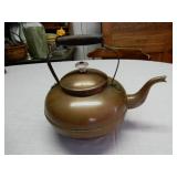 Nice Old Copper Plated (Tin) Tea Pot - Wood