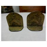 Set of Metal Book Ends With Lions