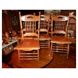 Set Of 4 Press Back - Spindle Back Chairs