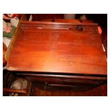 Table Top Wooden Desk With Ink Well & Pencil