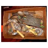 Box Lot With Nice Asst. Wood Handle Utensils