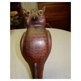 Carved Wooden Owl on Perch